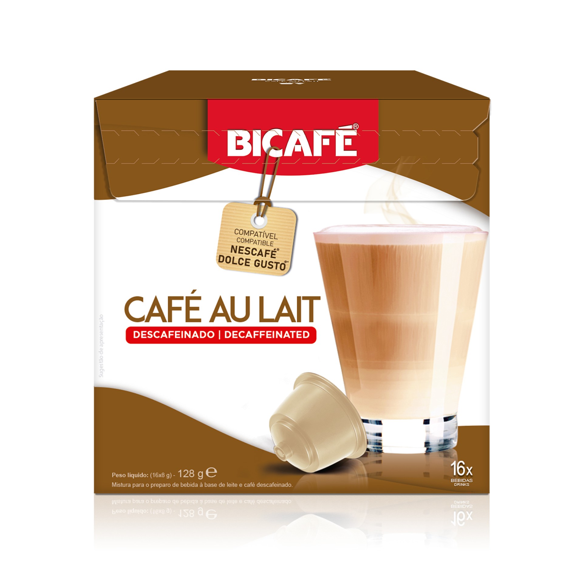 BICAFE Cafe Descafeinado c/ Leite 16 cap